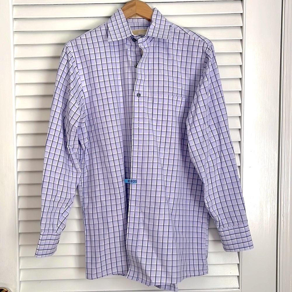 Michael Kors Purple Grid Plaid Dress Shirt